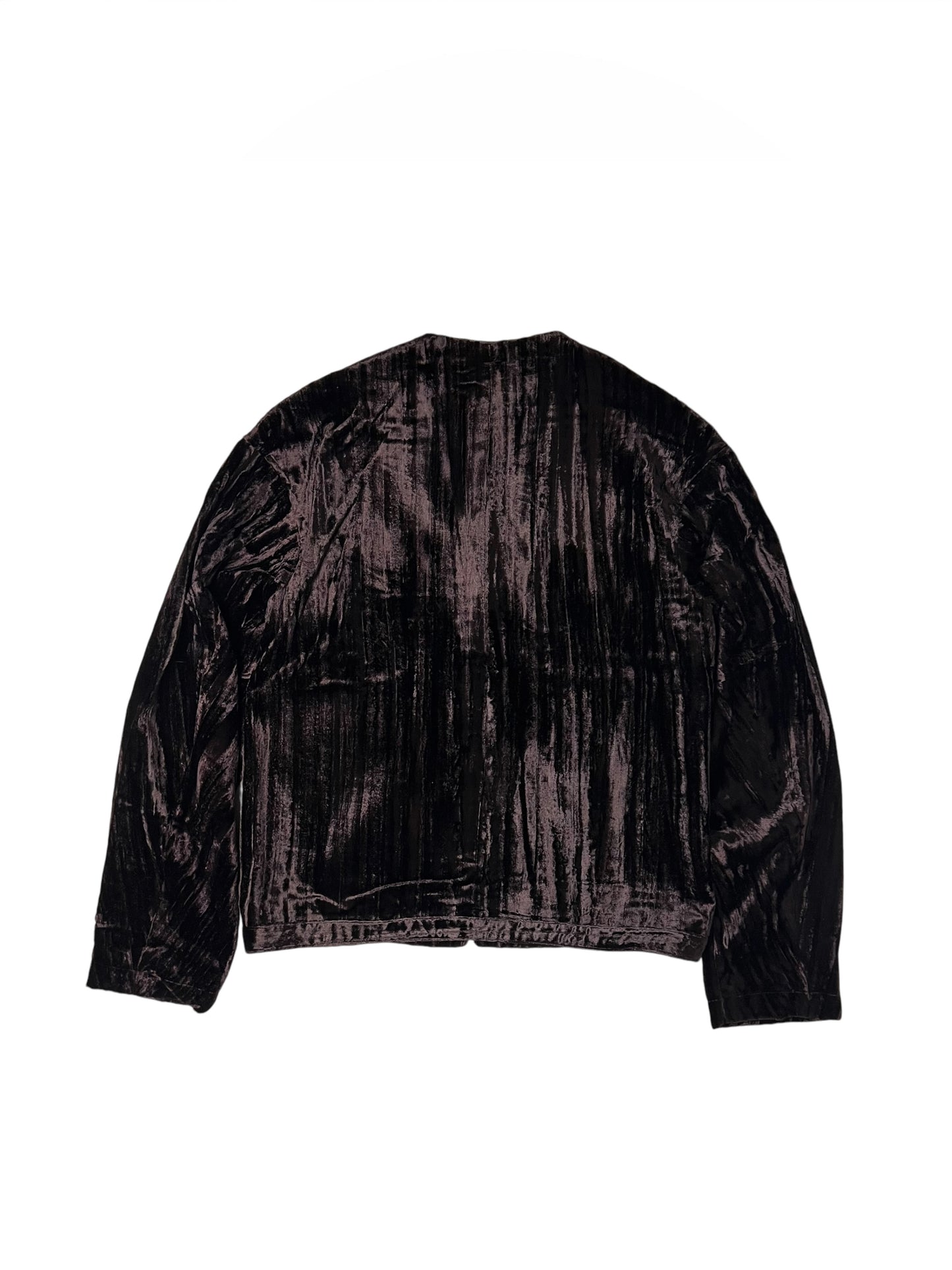 GREVILLEA / COLLARLESS VELVET BLOUSON in BORDEAUX BROWN