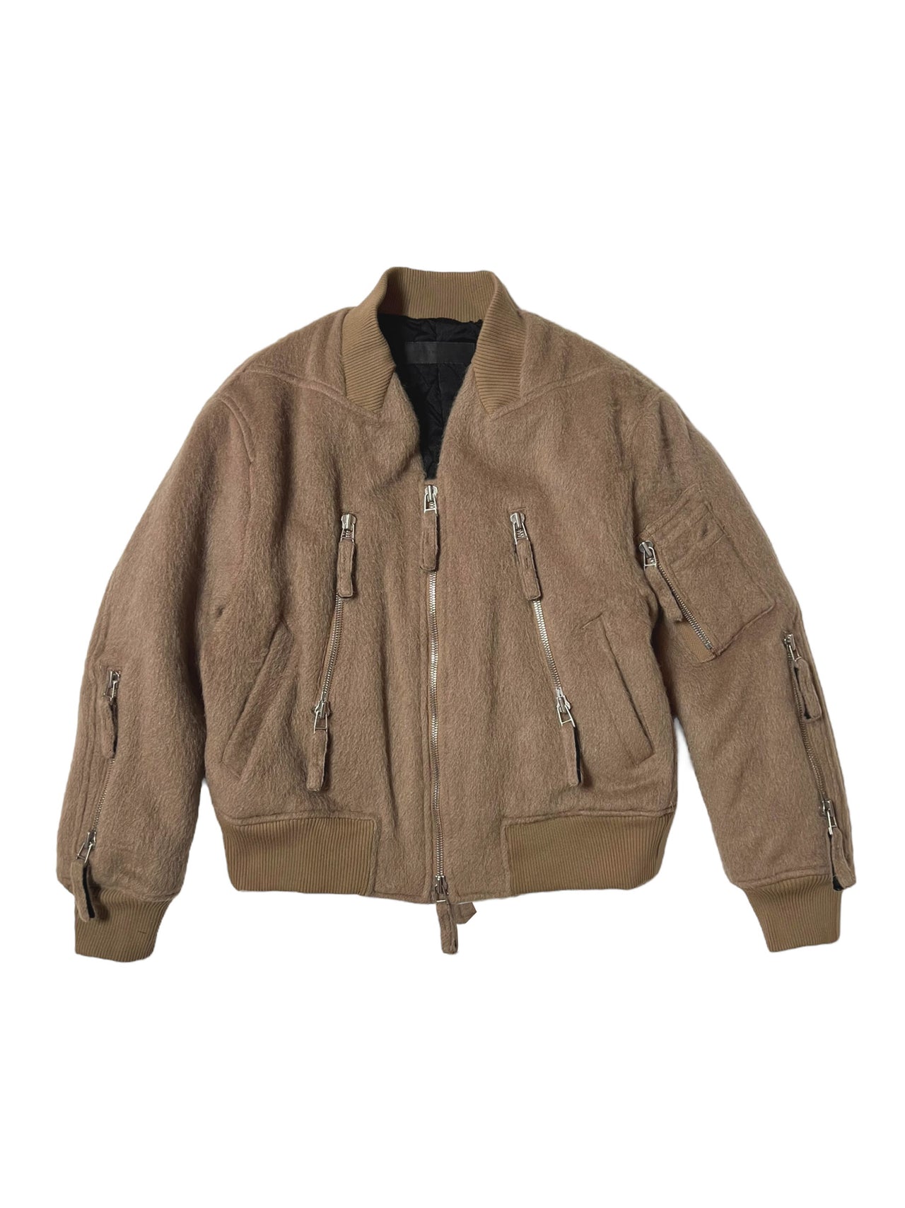LUCAS / TAILORED COLLAR BOMBER in CAMEL - MOHAIR WOOL SHAGGY【PREORDER】