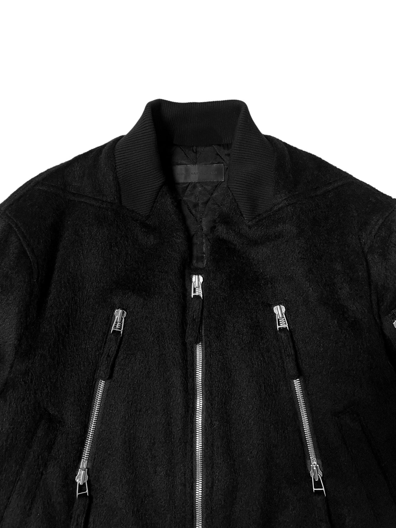 LUCAS / TAILORED COLLAR BOMBER in BLACK - MOHAIR WOOL SHAGGY【PREORDER】