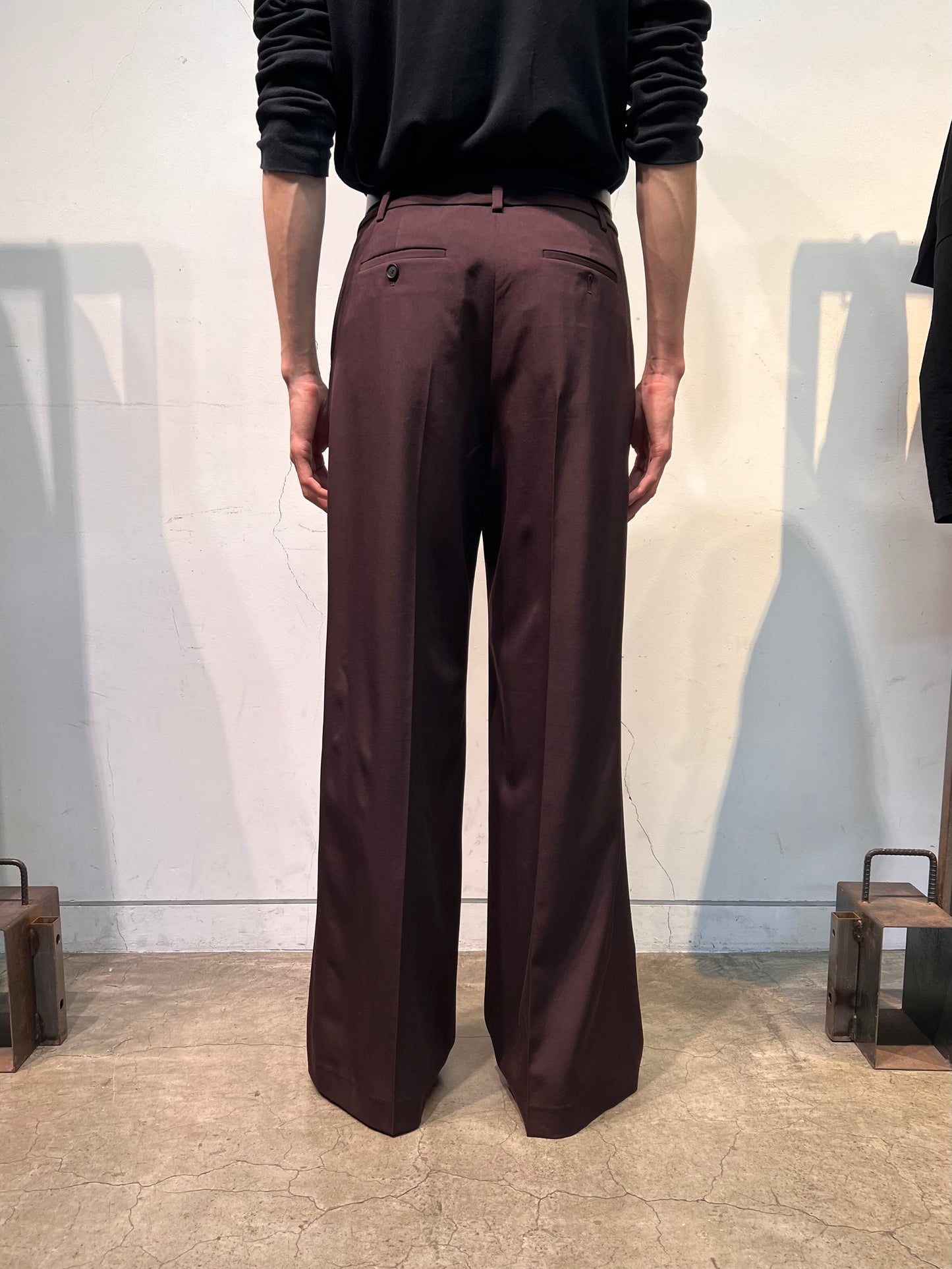 SCHEDAR ZIPPED WOOL TROUSERS in BROWN