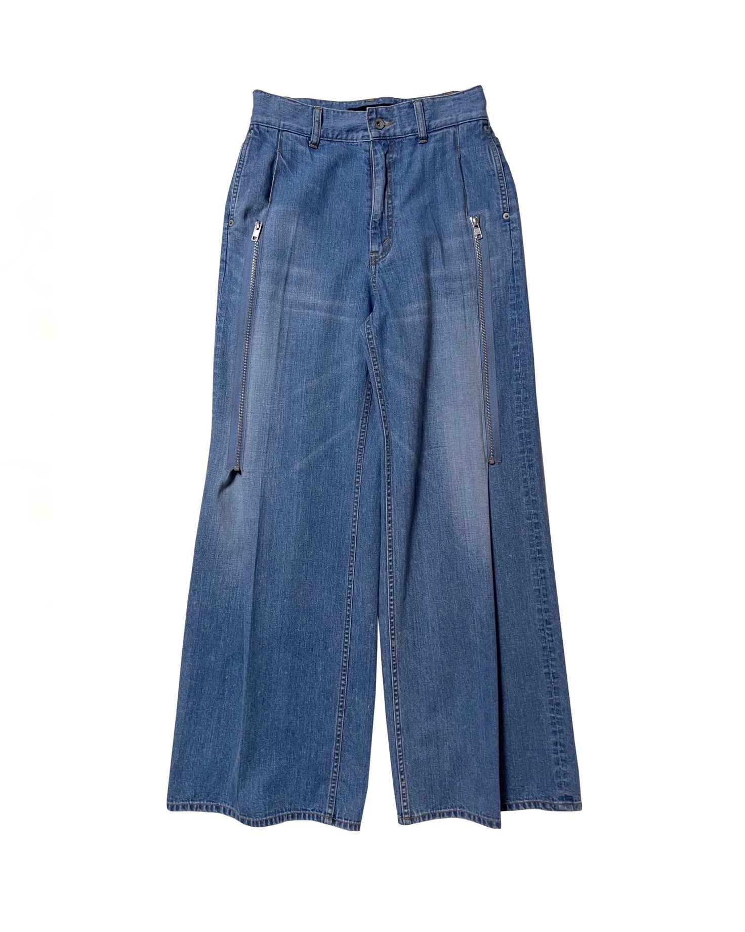 SCHEDAR ZIPPED DENIM TROUSERS in INDIGO