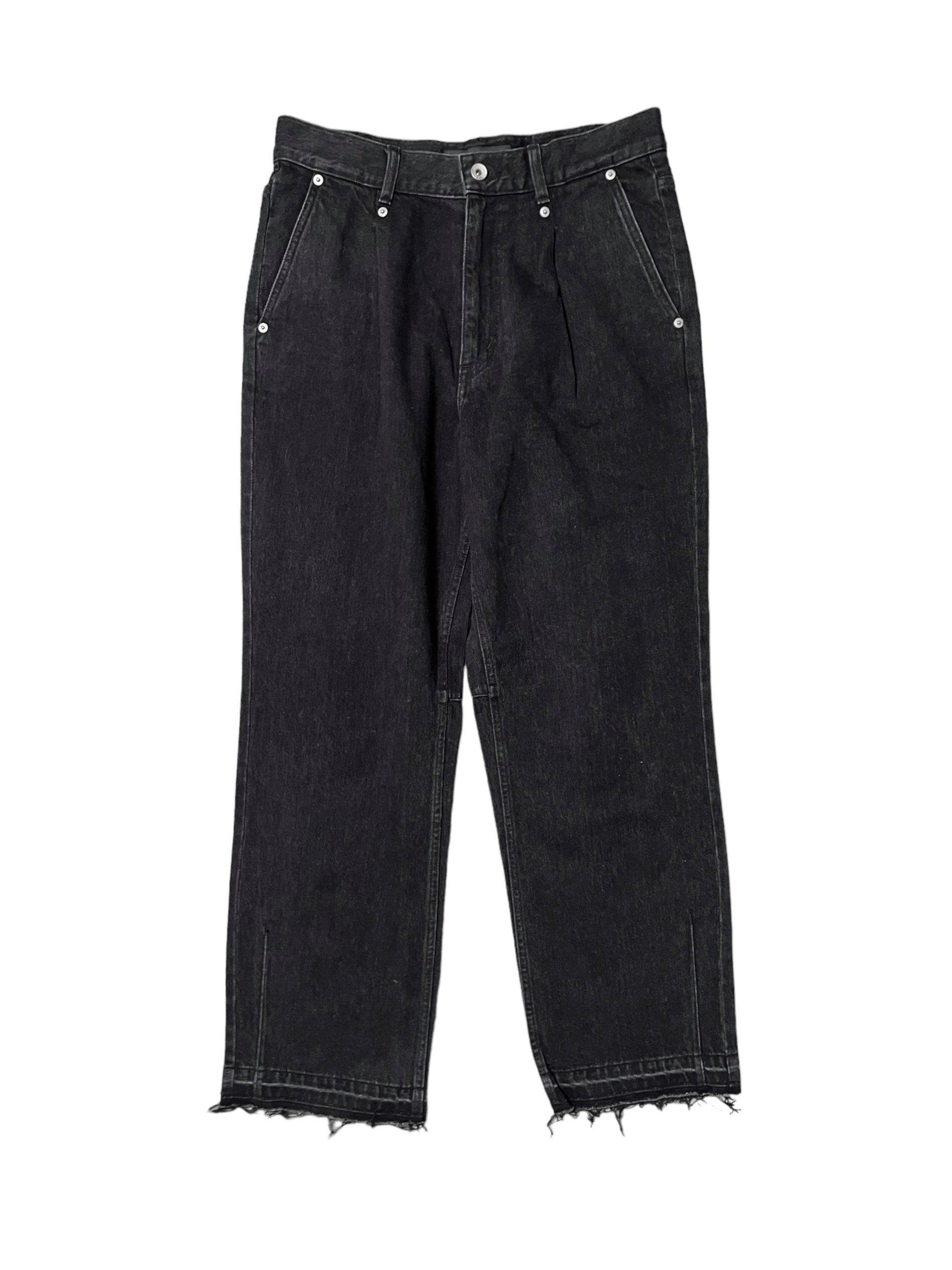 TAPERED DENIM TROUSERS in BLACK • HIBIKI NAKAMINAMI