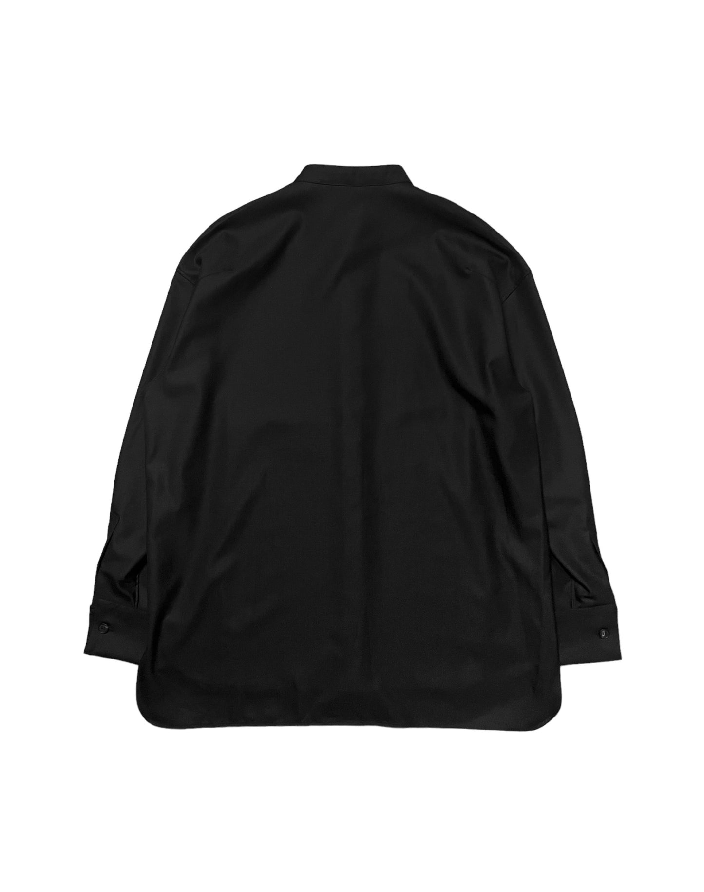 BANDCOLLAR WOOL SHIRT in BLACK