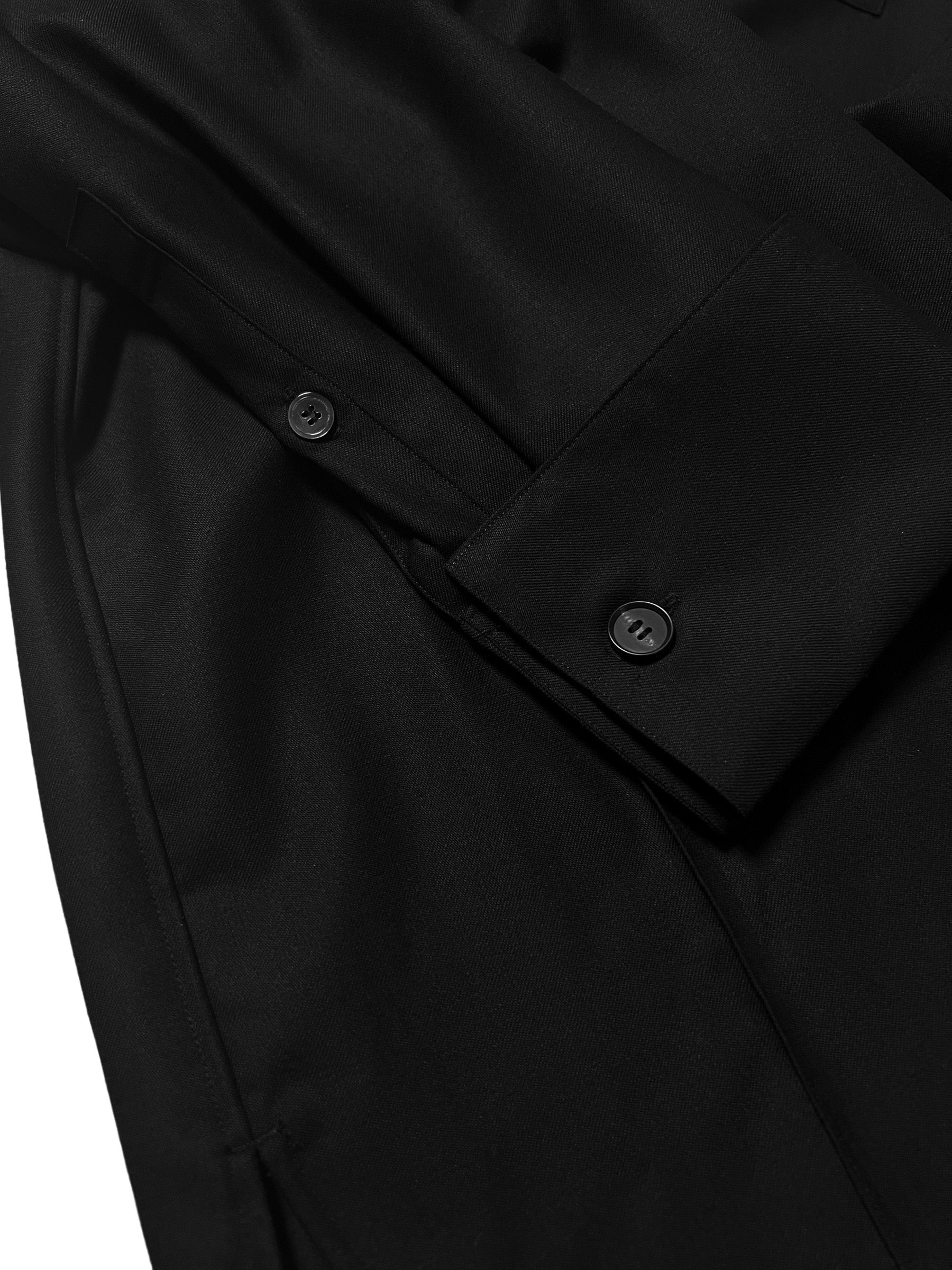 BANDCOLLAR WOOL SHIRT in BLACK / HIBIKI NAKAMINAMI