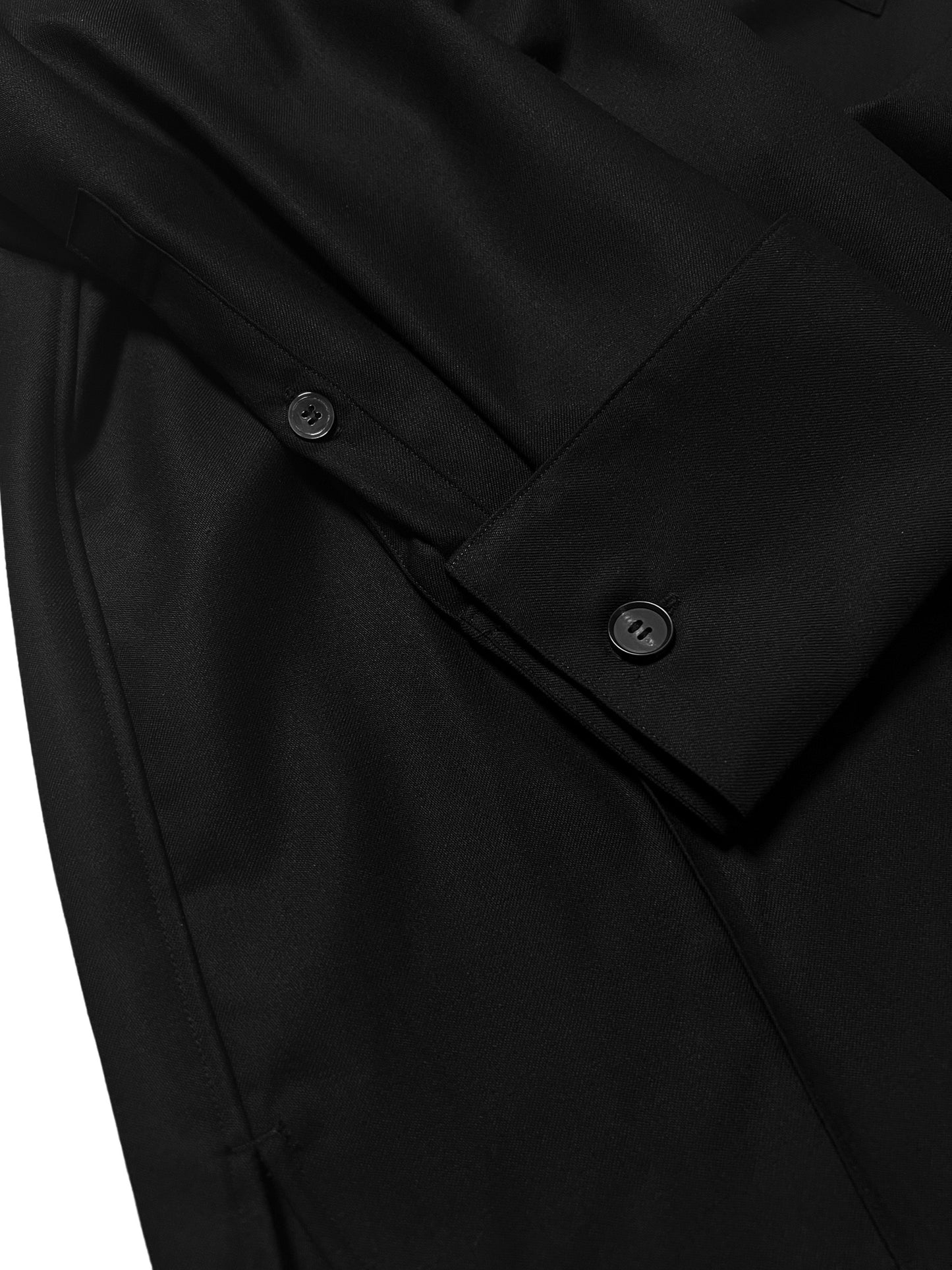 BANDCOLLAR WOOL SHIRT in BLACK