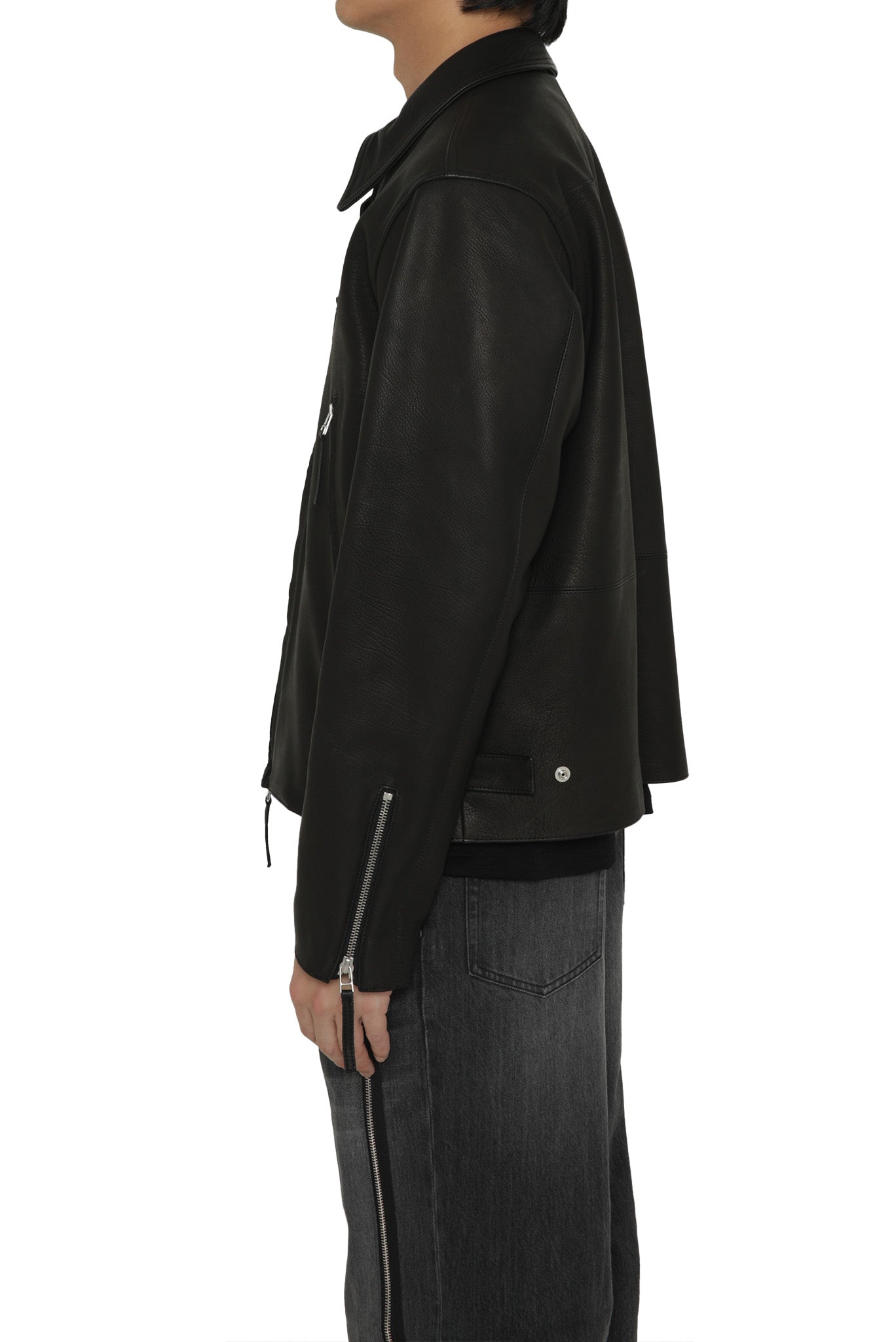 ALDO / GRAIN CALF LEATHER BLOUSON in BLACK