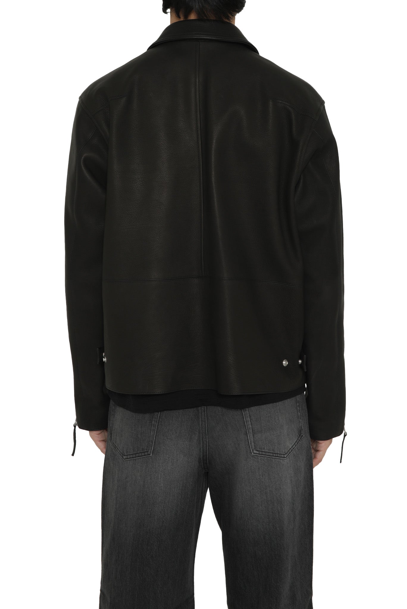 ALDO / GRAIN CALF LEATHER BLOUSON in BLACK