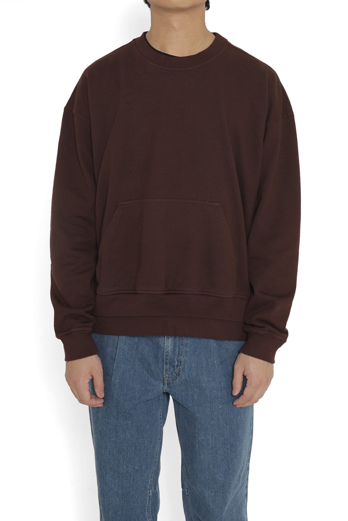 GARMENT DYED LOUNGE SWEATSHIRT in BORDEAUX BROWN