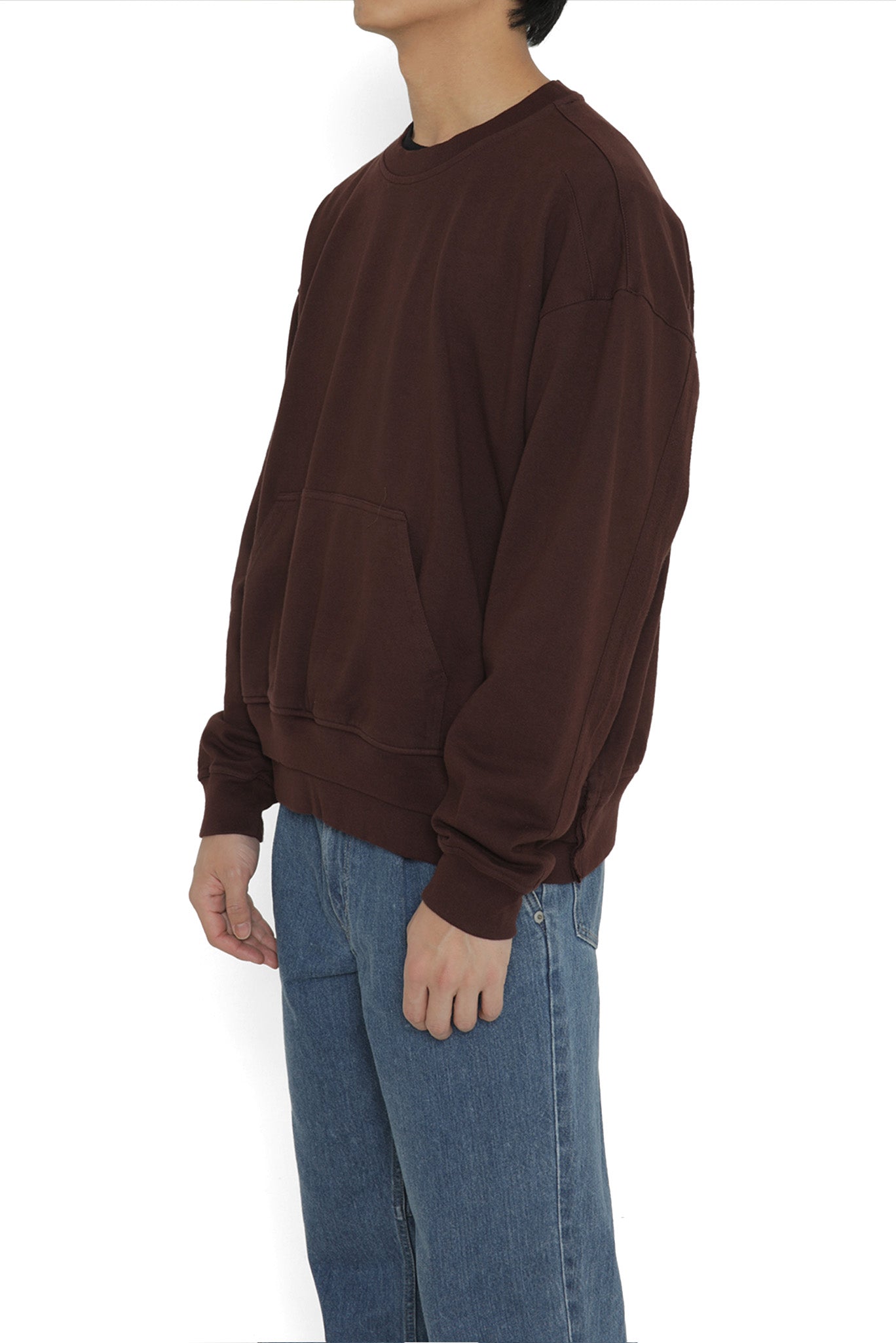 GARMENT DYED LOUNGE SWEATSHIRT in BORDEAUX BROWN