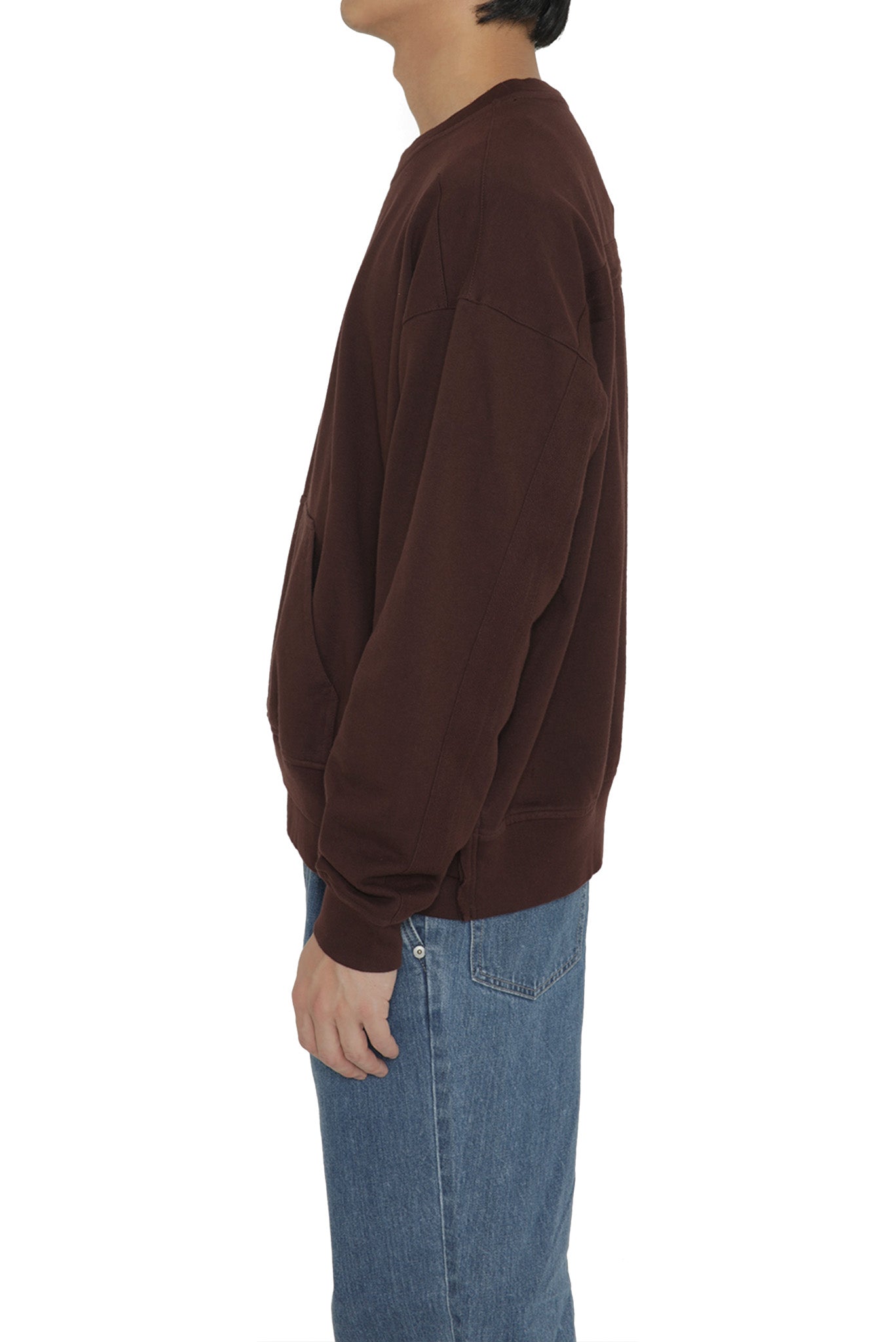 GARMENT DYED LOUNGE SWEATSHIRT in BORDEAUX BROWN