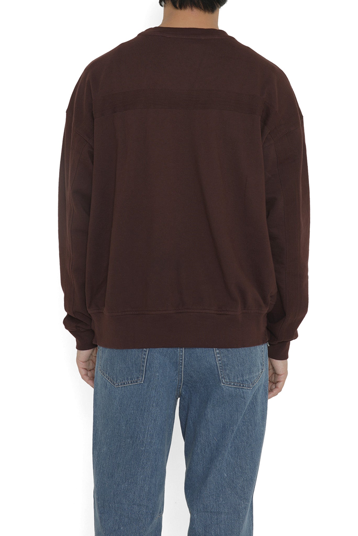 GARMENT DYED LOUNGE SWEATSHIRT in BORDEAUX BROWN