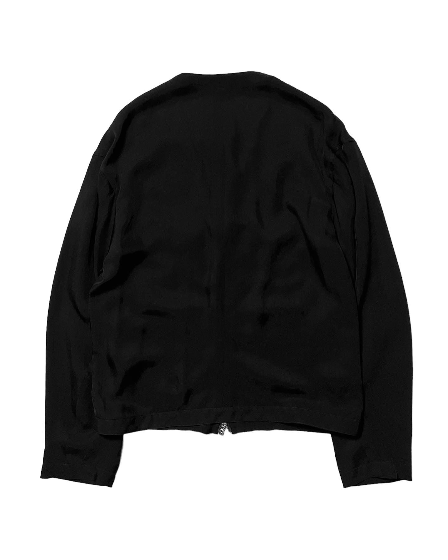 MYKONOS / ACETATE COLLARLESS BLOUSON in BLACK