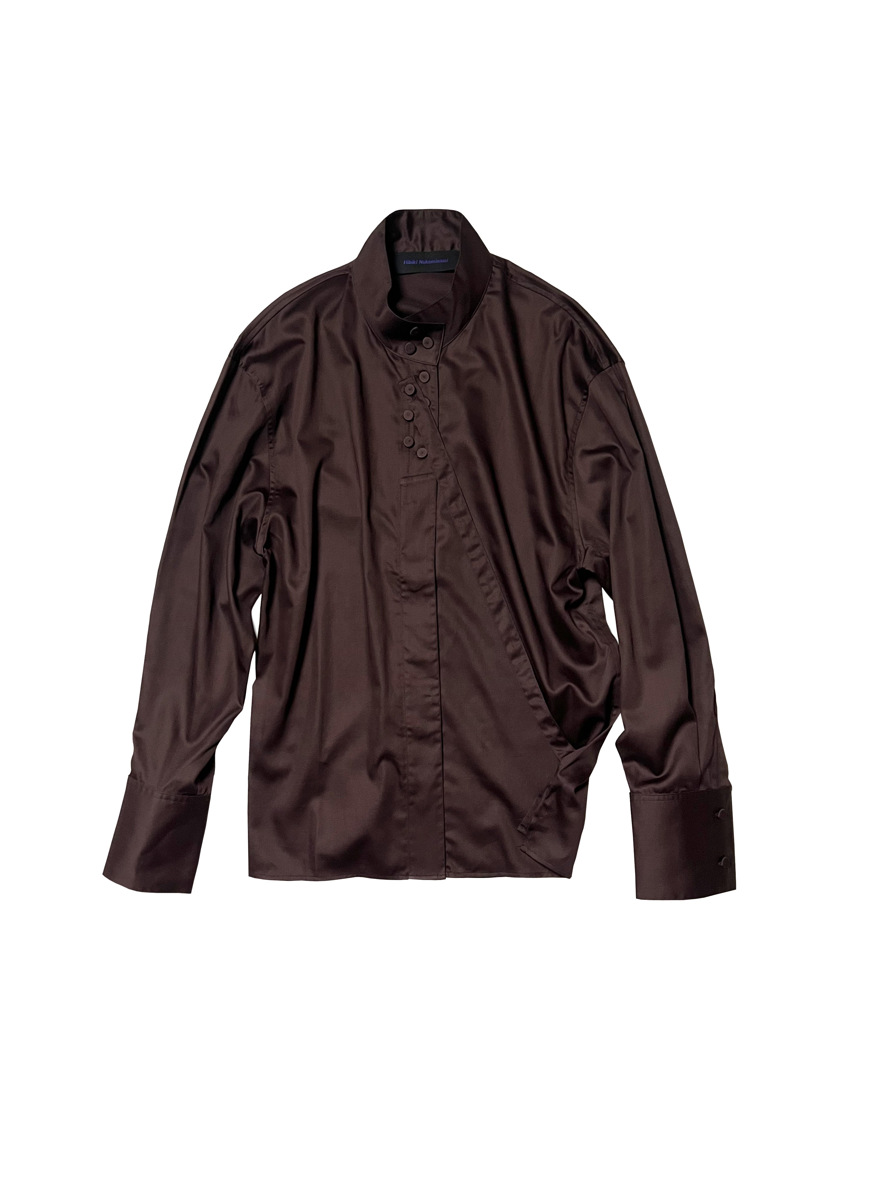 CERES STANDCOLLAR SHIRT in DARK BROWN / Hibiki Nakaminami • HIBIKI