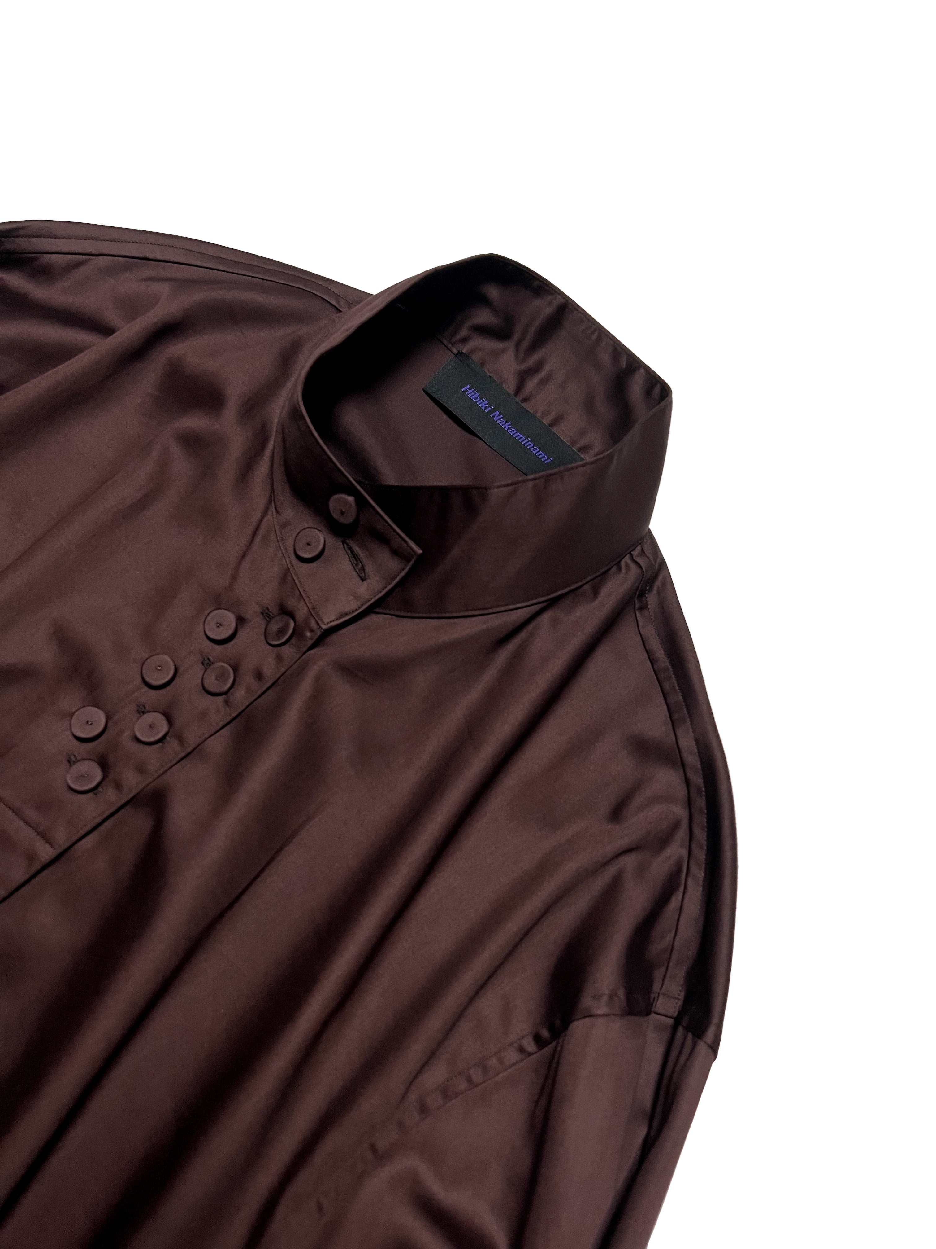 CERES STANDCOLLAR SHIRT in DARK BROWN / Hibiki Nakaminami • HIBIKI